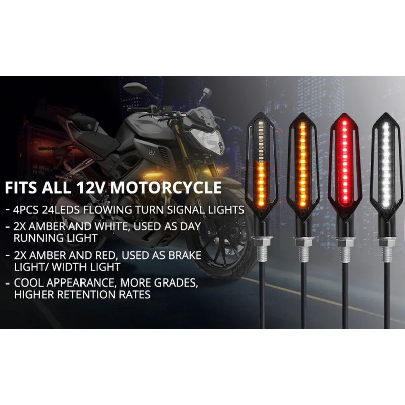 24 светодиодный индикатор мотоцикла для противотуманных фар задние тормозные