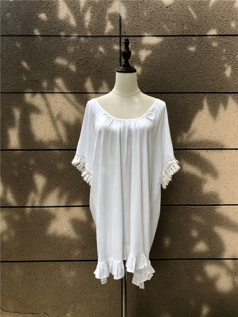 Хлопковый пляжный купальный костюм накидка Пляжное парео женская одежда для