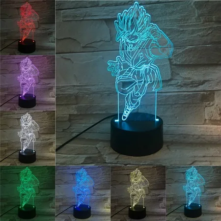 F VCity 3D ночник Dragon Ball серии Goku мультфильм рисунок Touch беспроводной USB лампа атмосферное освещение домашний магазин стол современный декор - Испускаемый цвет: F
