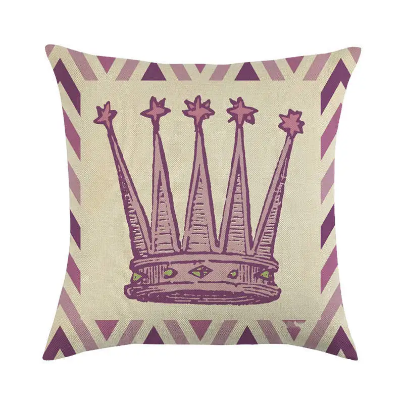 Подушки для дивана с короной и английскими буквами розовые декоративные подушки