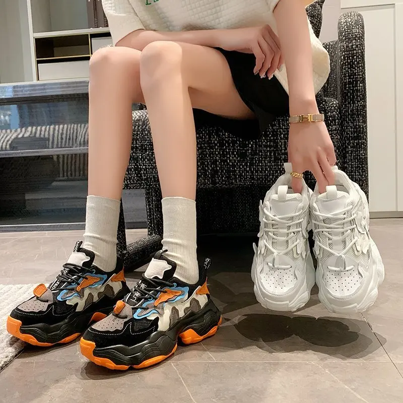 

Cross Women's Shoes All-Match Mixed Colors Round Toe Clogs Platform Casual Female Sneakers Autumn Modis Summer Creepers New Smal