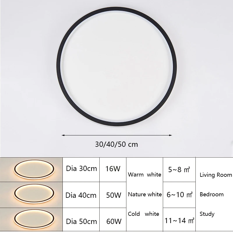 

Design Lamp Ceiling Lamp Modern Round Ceiling Lights Kitchen Bedroom Dia 30/40/50 Cm Fixtures for Living Room Black White 220V