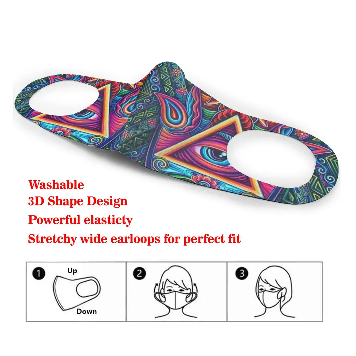 

Dust Mask Eye Of Fatima Hamsa Psychedelic Art Mouth Face Cover Respirator for Adult Kid Washable Reusable Anti Pollution