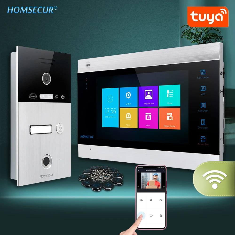 HOMSECUR 7 &quotпроводной WI FI видео телефон двери внутренной связи Системы 1.3MP карты