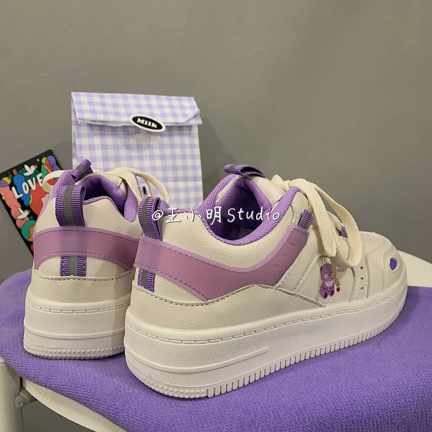 

HOUZHOU Anime Shoes Sports Women's Sneakers Platform Spring Tennis Female White Flats Running Kawaii Casual Vulcanize Lolita