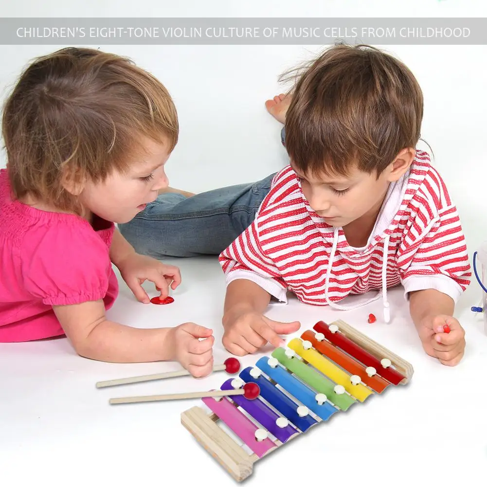 

Montessori Wooden Kids Educational 8 Scales Xylophone Pine Steel Sheet Alpinia Improving Music Cells Preschool Music Puzzle Toy