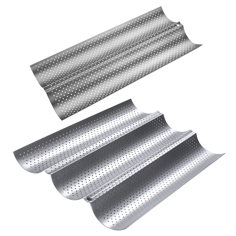 

2pcs Stainless Steel Bread Baking Tray Wave Home Bread Baking Shelf (Silver)