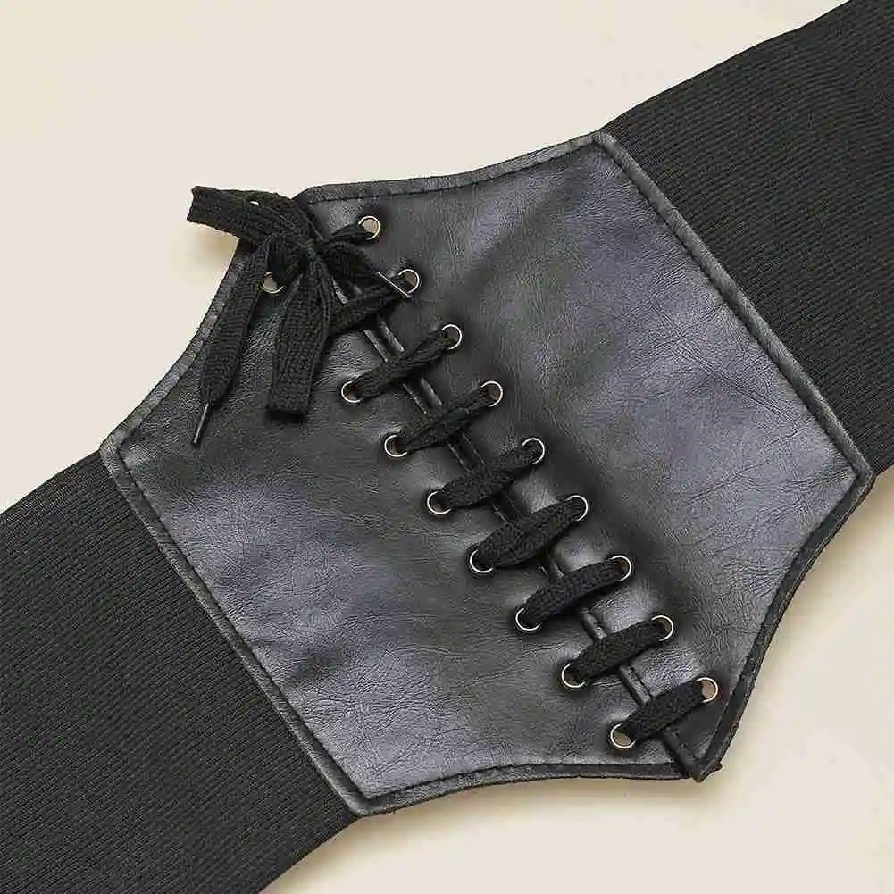 Women Corset Wide Pu Leather Girdle Slimming Body Belts Ladies Elastic High Waist Belts Cinto Sobretudo Feminin Ceinture images - 6