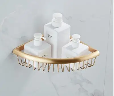 corner shelf 1 Аксессуары для ванной комнаты Набор полотенец угловая полка держатель бумаги кухонный смеситель для раковины причесанный матовый золотой набор оборудования для ванной комнаты - Цвет: corner shelf 1