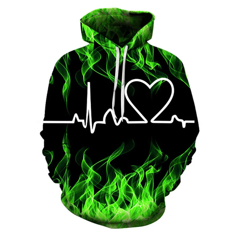 

Spring Autumn Men Hoodies Purple Flame with Ekg Oversize Big Size Sweatshirt Hip Hop Loose Casual Coat Street Loves Hooded Tops