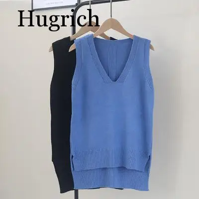 Разноцветный вязаный жилет для женщин Повседневный свитер с треугольным вырезом