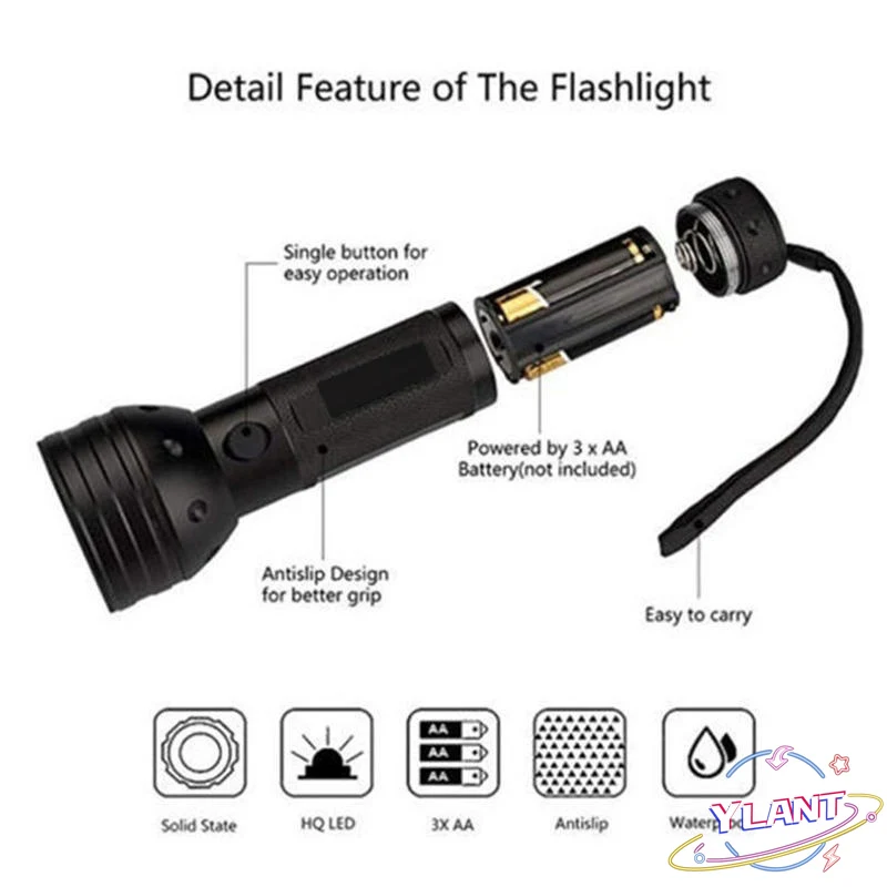 

Ylant 51/100 LED 395nm UV Flashlight Black Light High quality Ultraviolet Black light Detector Aluminum Torch Light UV Lamp