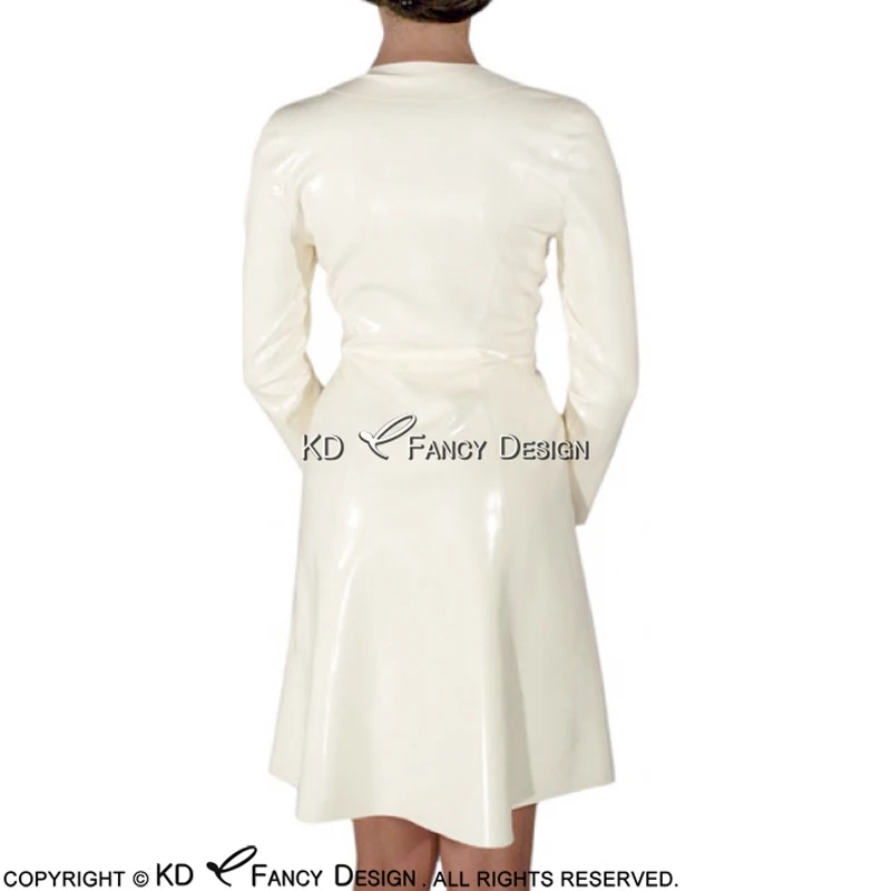 Белое сексуальное платье из латекса с зажимом и пуговицы спереди резиновый