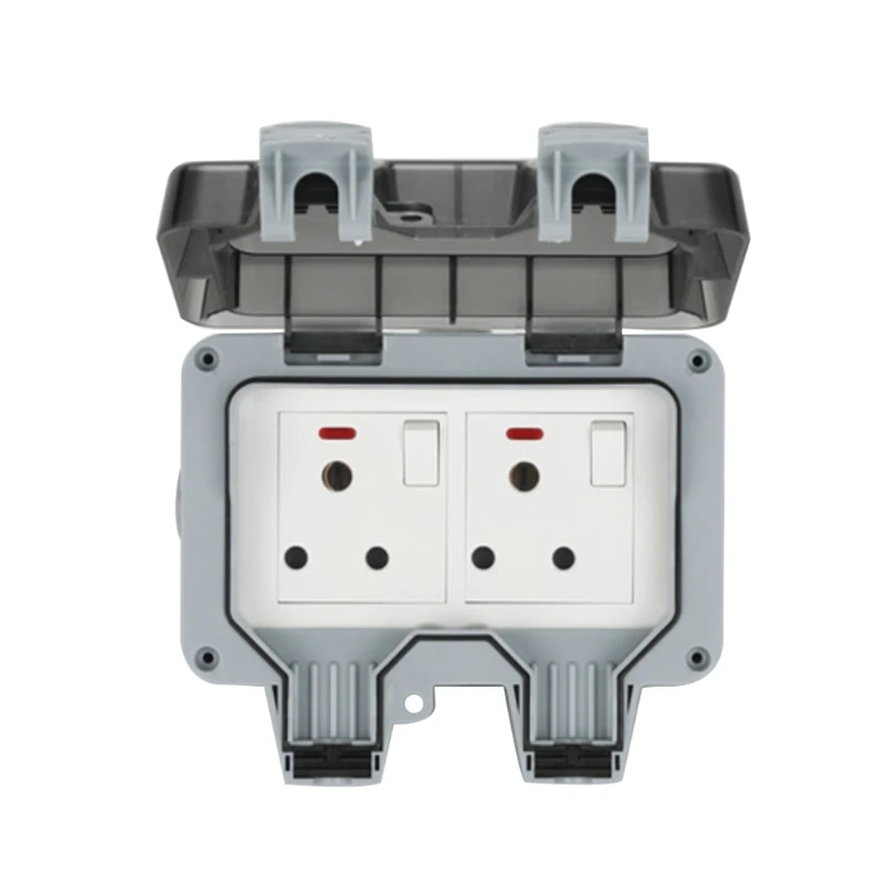 

UK/EU Plug Electrical Wall Socket Outdoor Waterproof Dust-proof Power Outlet