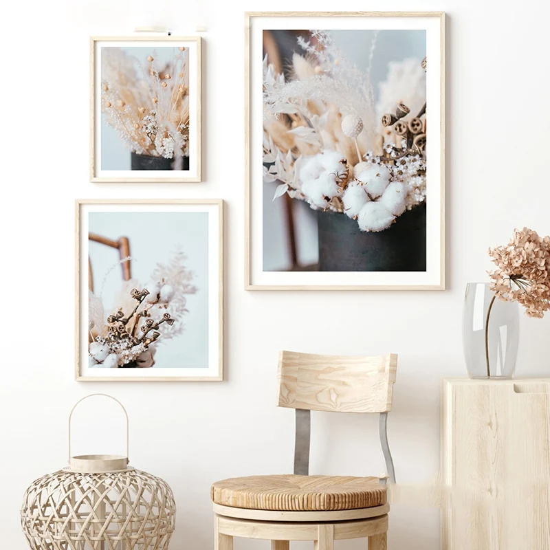 Настенная картина из Нордического холста с цветами и растениями плакаты принты