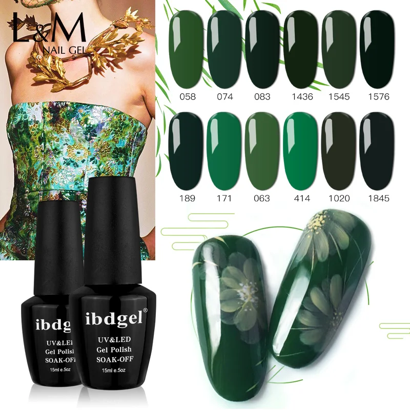 

6 pcs ibdgel Gel Nail Polish soak off UV Polish LED Green Color Gel Lacquer Nail Art Nail Permanent Gel Nagellak Gel for nails