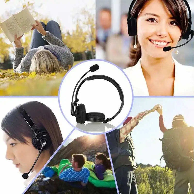 

Call Center Bluetooth Wireless Binaural Headset Over-the-Head Noise Canceling Headphones Boom-mounted Microphone for Car Drivers