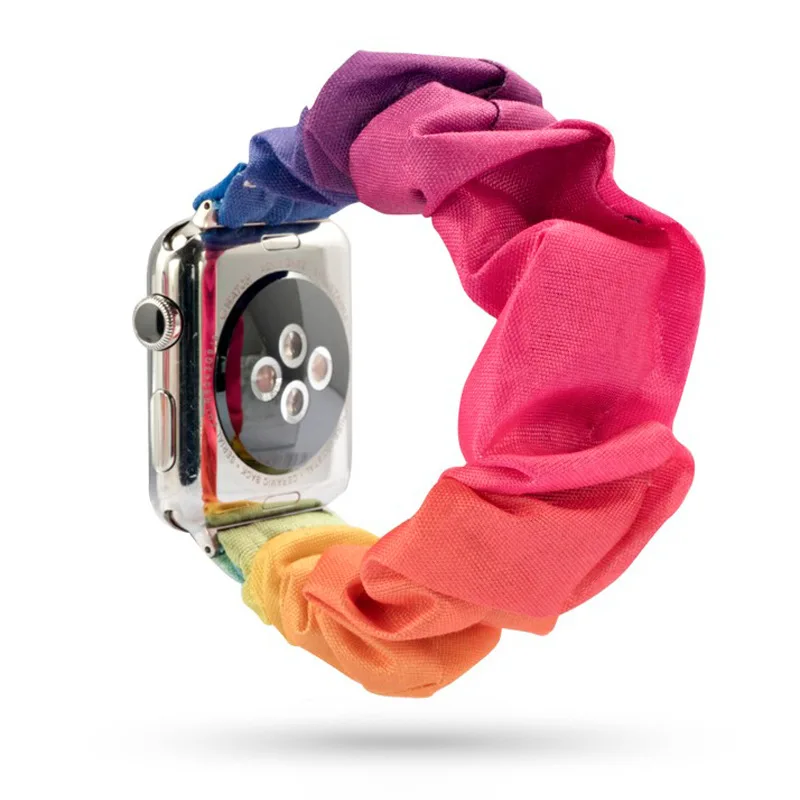 Новая мода резинка для волос эластичный ремешок для часов для Apple Watch 38 мм/40 мм 42 мм/44 мм Рождественский подарок браслет печатная ткань