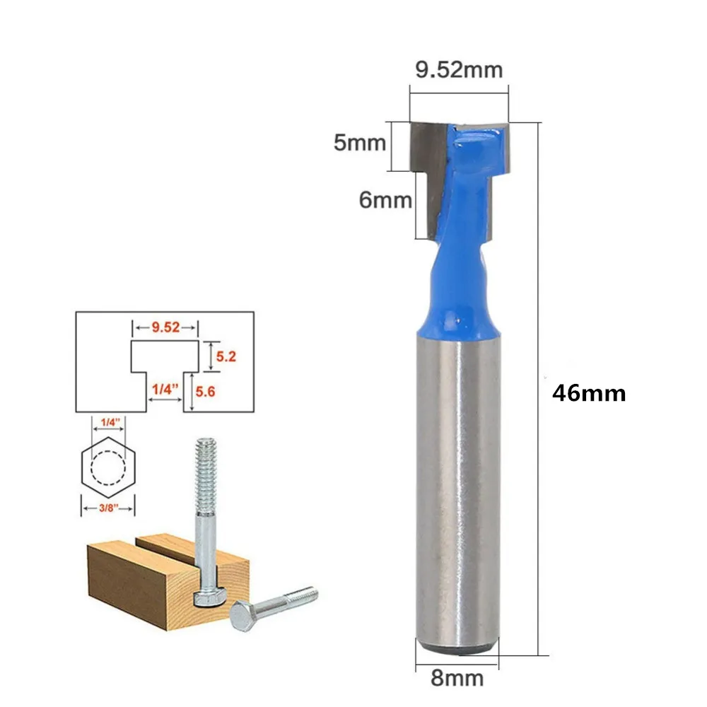 1 шт. 8 мм хвостовик Т образный замок фреза для дерева деревообрабатывающее сверло
