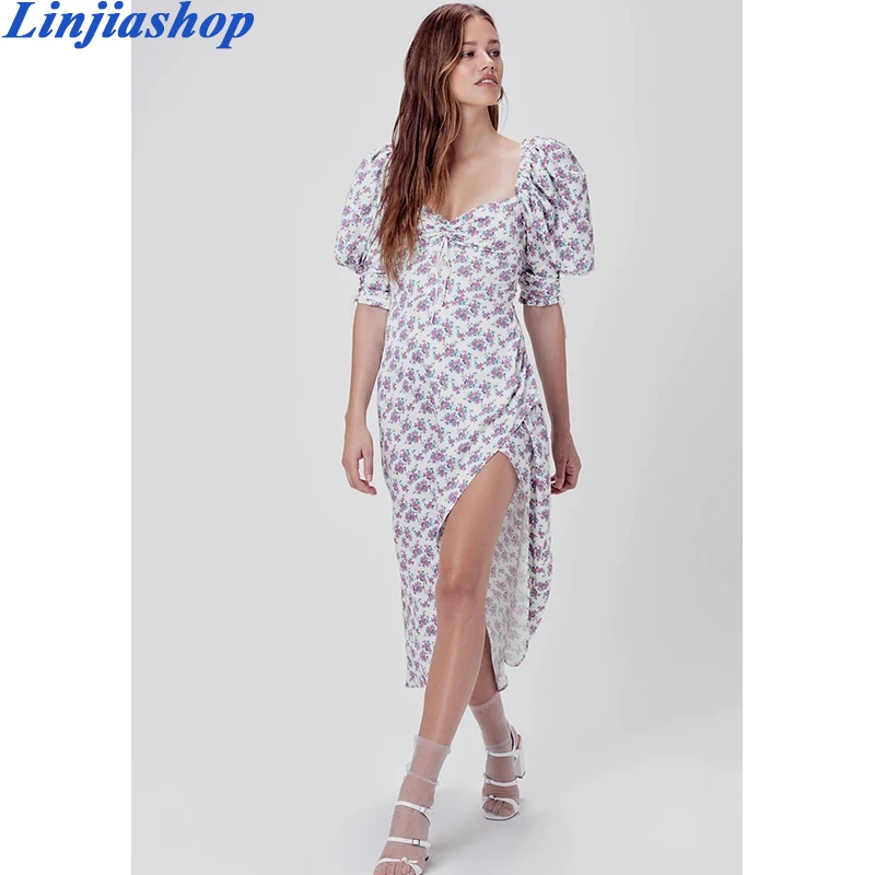 Модное Новое платье с цветочным принтом женское винтажное миди на бретелях