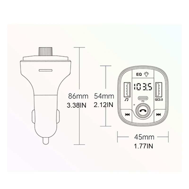 Автомобильный MP3-плеер с цветным освещением быстрая зарядка двойной USB
