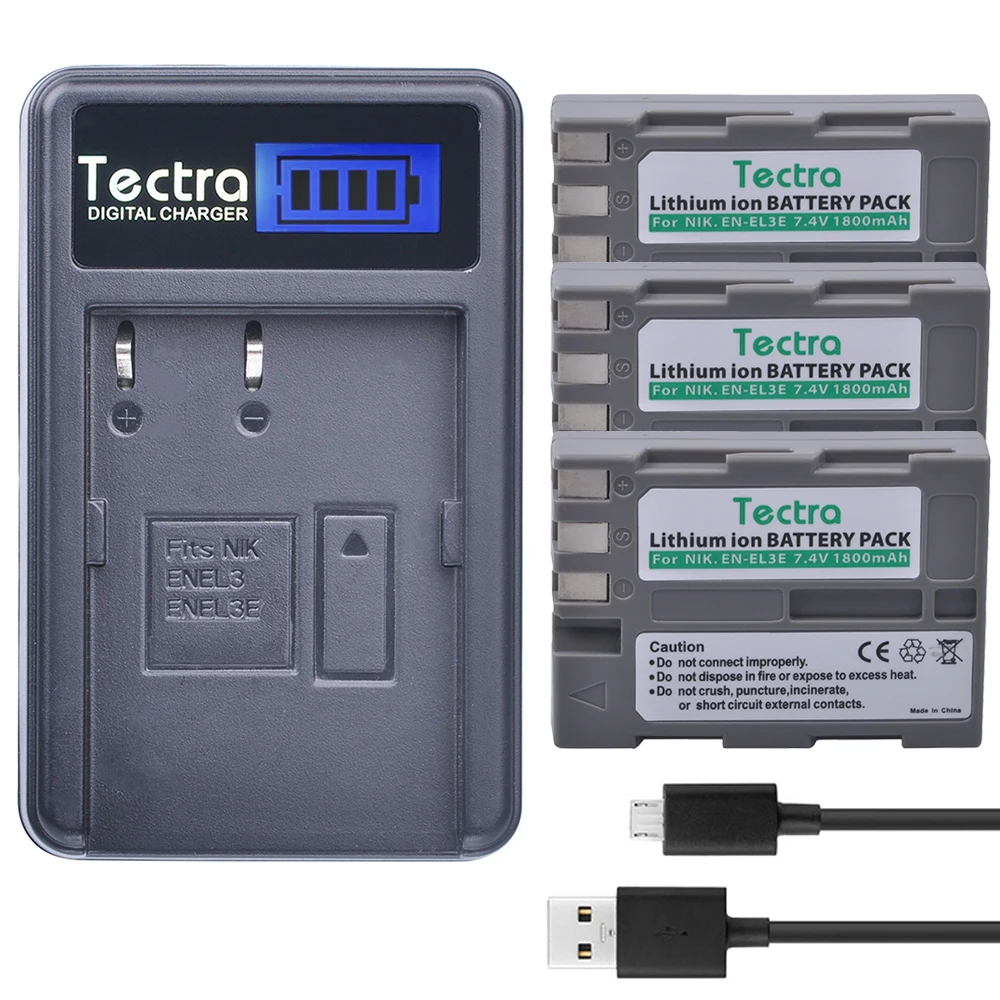 Зарядное устройство Tecrta с ЖК дисплеем и USB портами для Nikon D30 D50 D70 D70S D90 D80 D100 D200