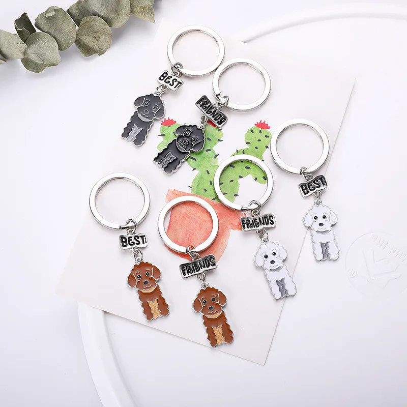2 шт./лот милый брелок с собакой подарок для пары лучшие друзья надписью пудель Keji