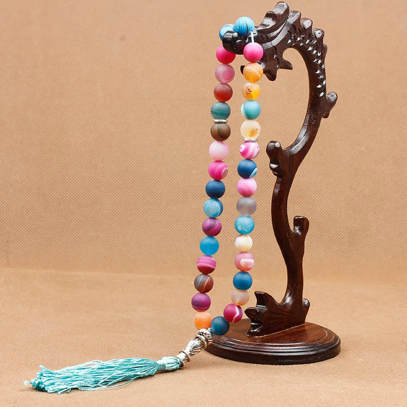 Четки мусульманские матовые из натурального камня 10 мм 33 дюйма|Плетеные