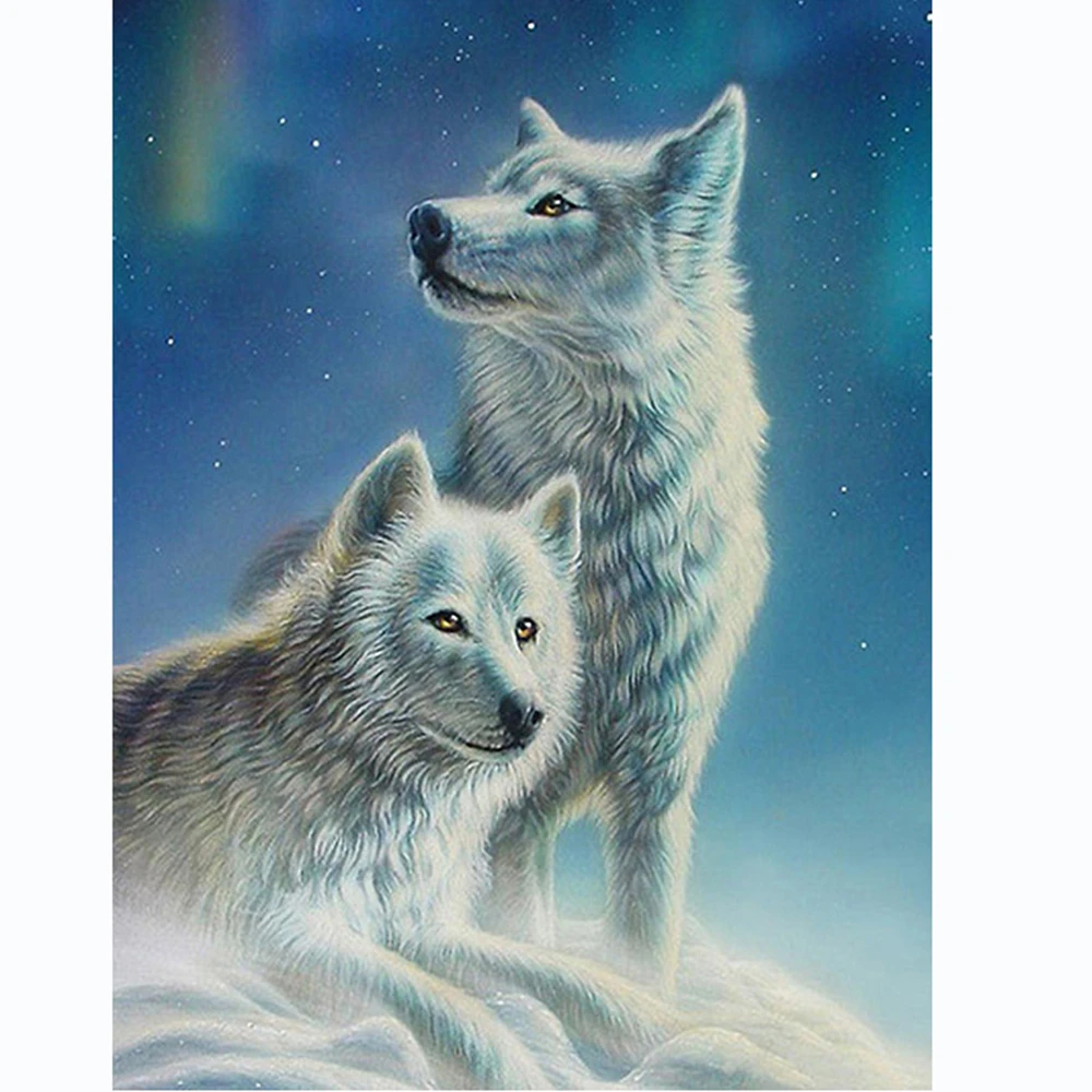 

Алмазная живопись с животными, волк 5D, новинка, Зимняя Вышивка крестиком, полная круглая Алмазная мозаика, домашний декор, подарок
