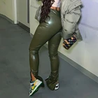 Женские брюки-карандаш Sisterlinda, Осенние облегающие брюки из искусственной кожи с Боковым Разрезом и высокой талией, Y2K, 2021