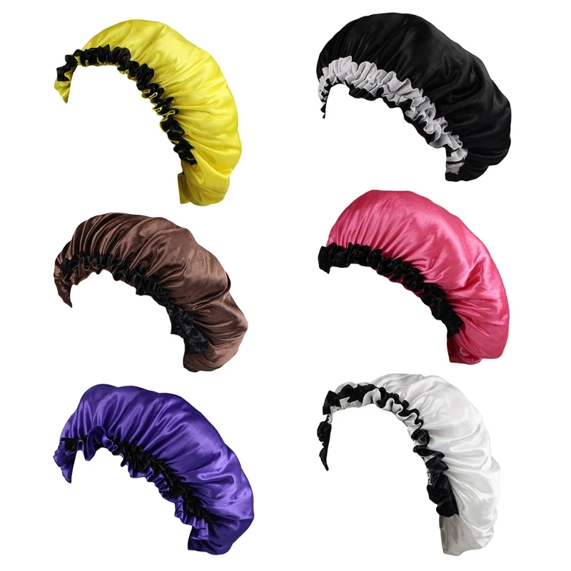 

Solid Color Night Cap Satin Lace Bonnet Chemo Hat Head Cover Wrap Women Haircare Turban Hat Hair Care Cap Baotou Cap