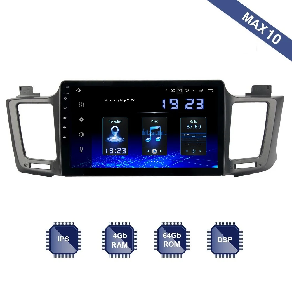 Автомагнитола 1 Din на Android 10 с GPS-навигацией для Toyota RAV4 2013 - 2018 PX6 встроенный DSP IPS