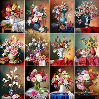 gatyztory flower in vase picture by numbers for kids adults 40x50 frame on canvas modern home wall decoration handmade diy gifts
