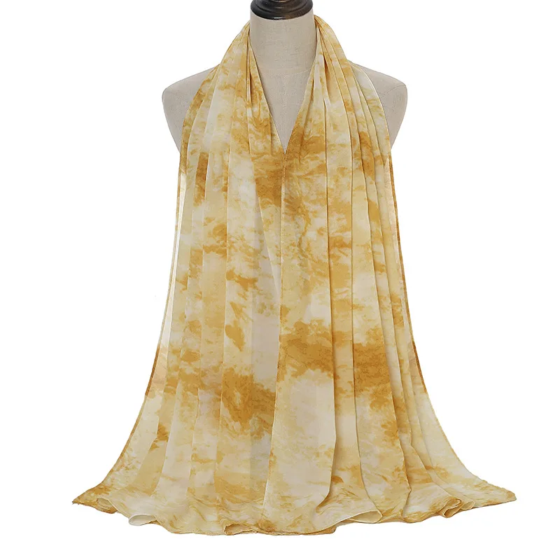

Fashion Tie-Dye Printed Chiffon Hijab Scarf Women Muslim Scarves Popular Shawl Islamic Headband
