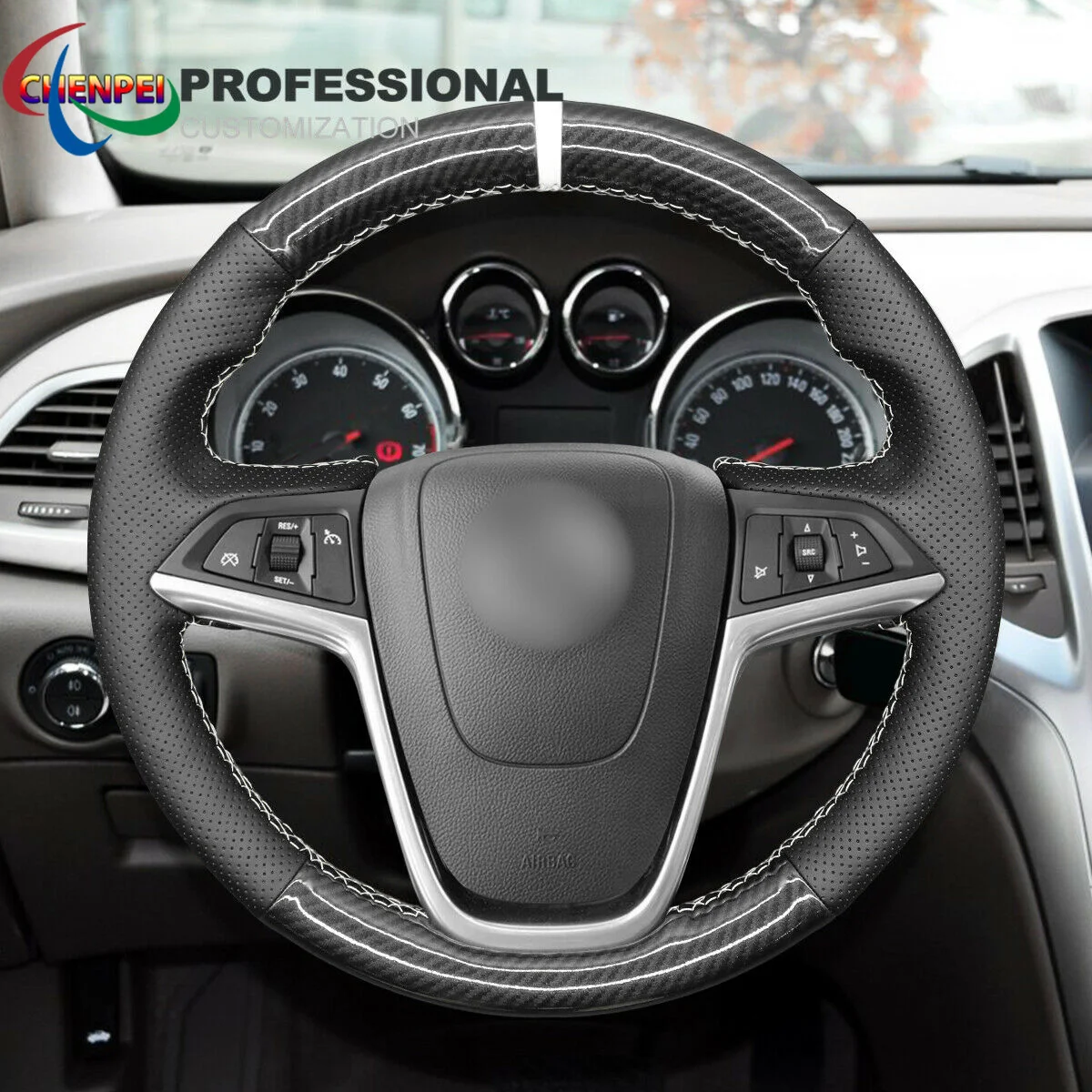 

DIY Hand-Sewn Non-Slip PU Carbon Fiber Leather Steering Wheel Cover For Buick Encore Verano Cascada Car Interior Accessories