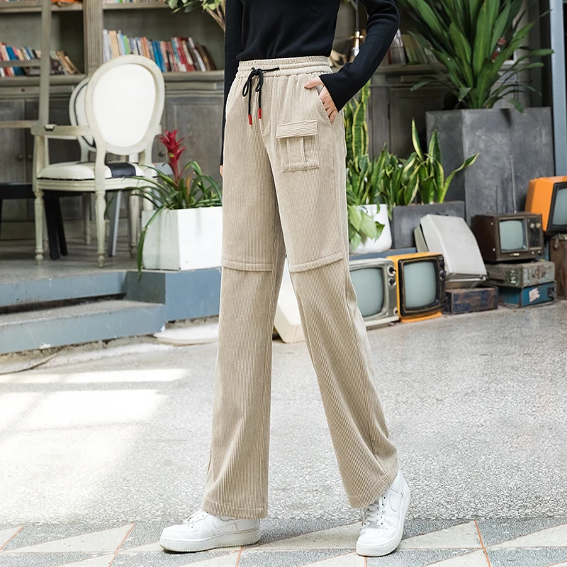 Вельветовые прямые брюки женские 2019 осень и зима новые вельветовые золотые