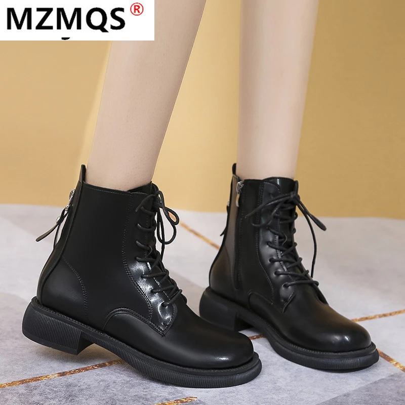 

Женские ботинки Martin на платформе со шнуровкой, Новинка осени 2021, модные женские мотоциклетные ботильоны из искусственной кожи на квадратно...