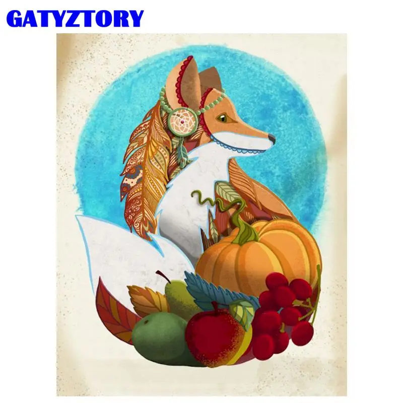 

GATYZTORY 40x50cm Frame Paint By Numbers For Adults Children Fruit Fox Animal Picture By Number Handmade Coloring On Canvas Art