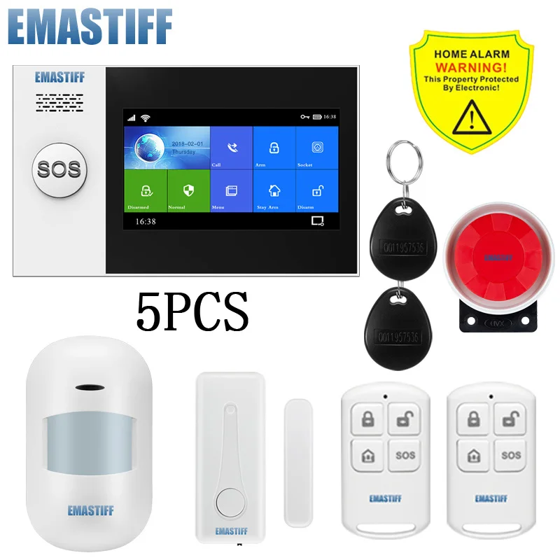 

Охранная сигнализация W4B с TFT-экраном 4,3 дюйма, Wi-Fi, GSM, 5 шт.