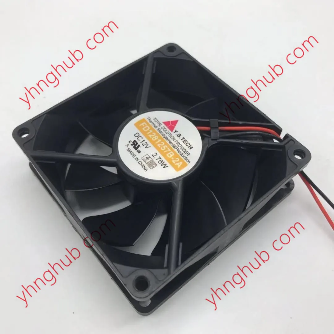 Двухпроводной охлаждающий вентилятор для сервера Y.S TECH FD1281257B-2A DC 12 В 2,76 Вт 80x80x25 мм
