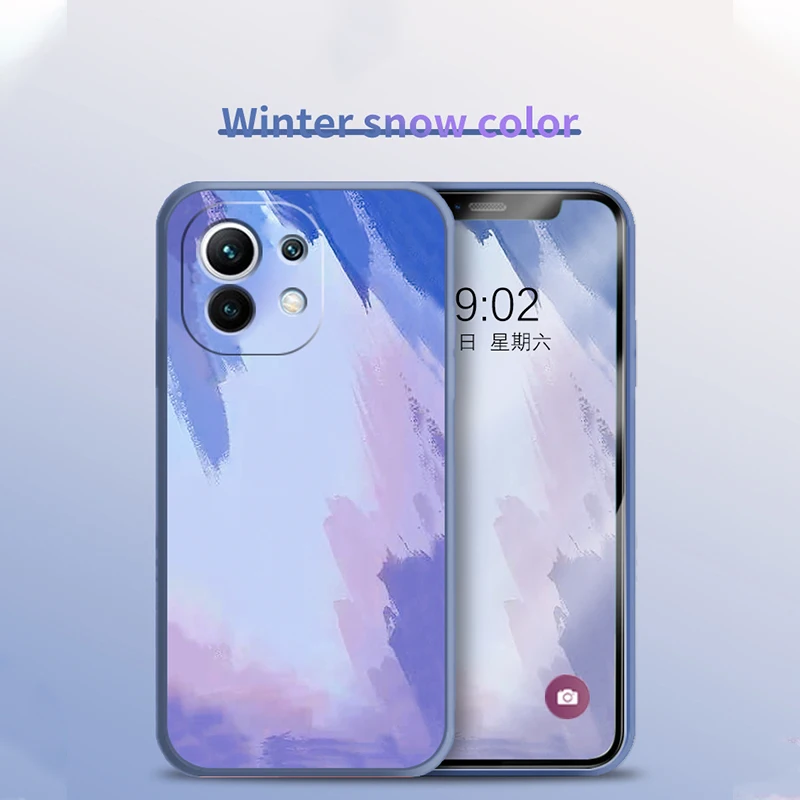 

Luxury Square Watercolor Case For Xiaomi Mi 10T 11 Note 10 Lite Redmi Note 10S 9 8 7 Pro 9s K40 Ultra Poco F3 M3 Soft Back Cover