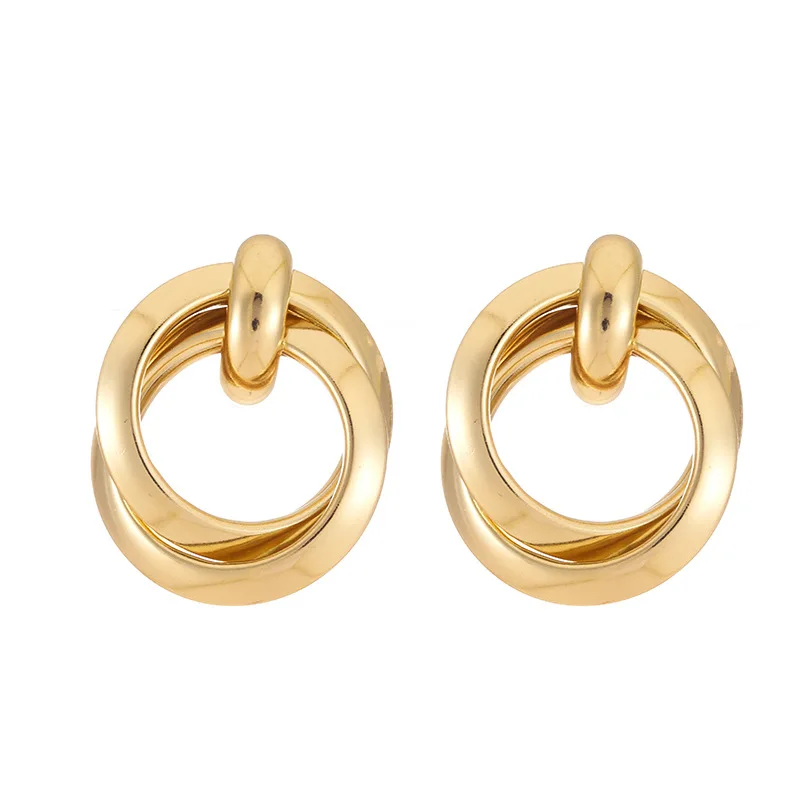 

Vintage Round Gold Color Hoop Earrings for Women Big Geometric Metal Drop Statement Earrings Party Wedding Fashion Jewelry