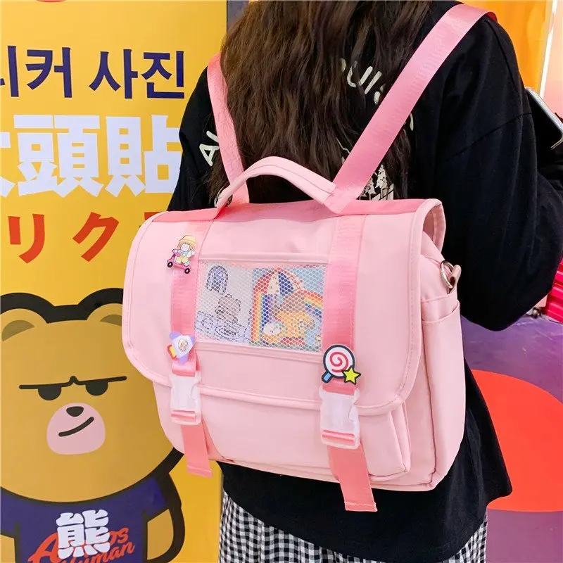 

Японский Модный женский рюкзак, милые двойные водонепроницаемые школьные ранцы для девочек-подростков, милые сумки на плечо