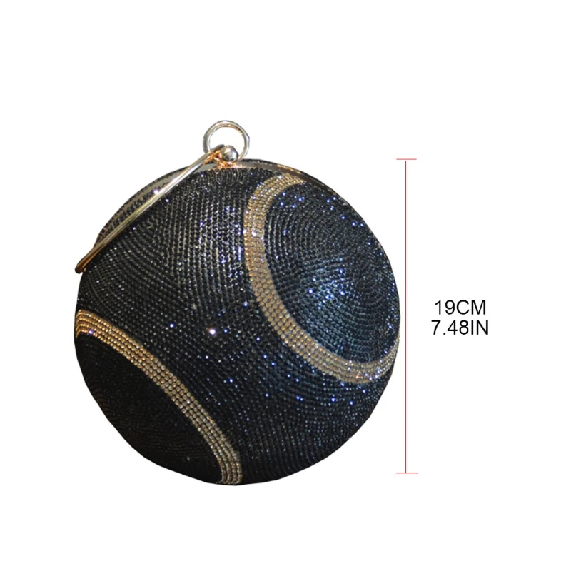 

Tennis Shaped Clutch Bags Rhinestones Evening Purse Glitter Ball Handbag Shoulder Dinner Bag Street Sport Style
