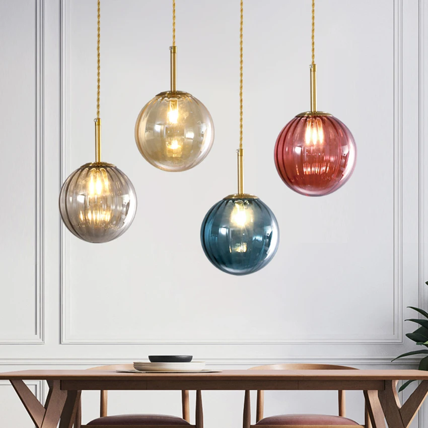 Подвесная лампа со стеклянным шариком в скандинавском стиле современная простая