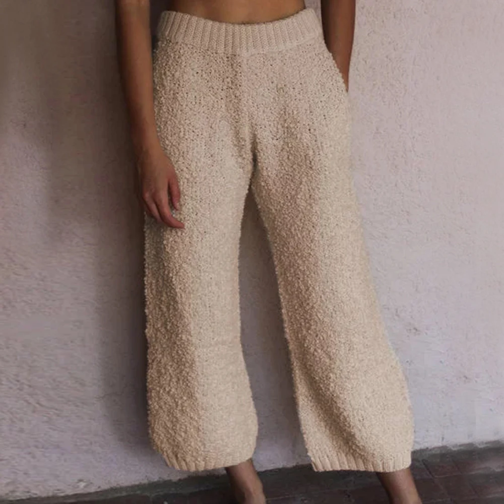 Женские укороченные брюки уличные модные Фланелевые однотонные лосины на осень