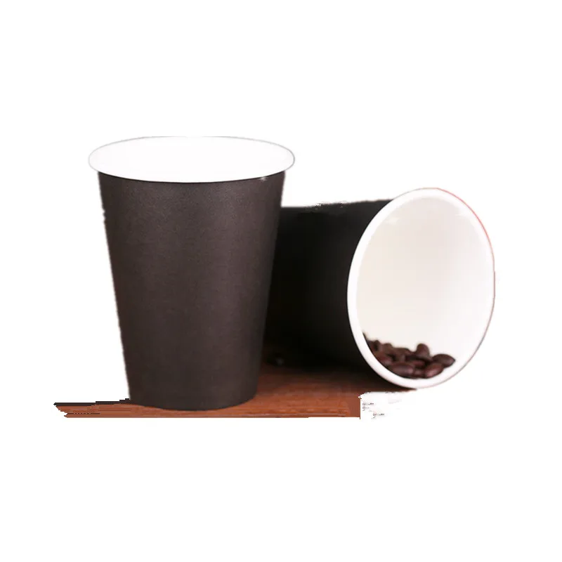 

50pcs High quality black/white disposable coffee cup thick cold hot drink soy tea coffee takeaway packaging cup with lid