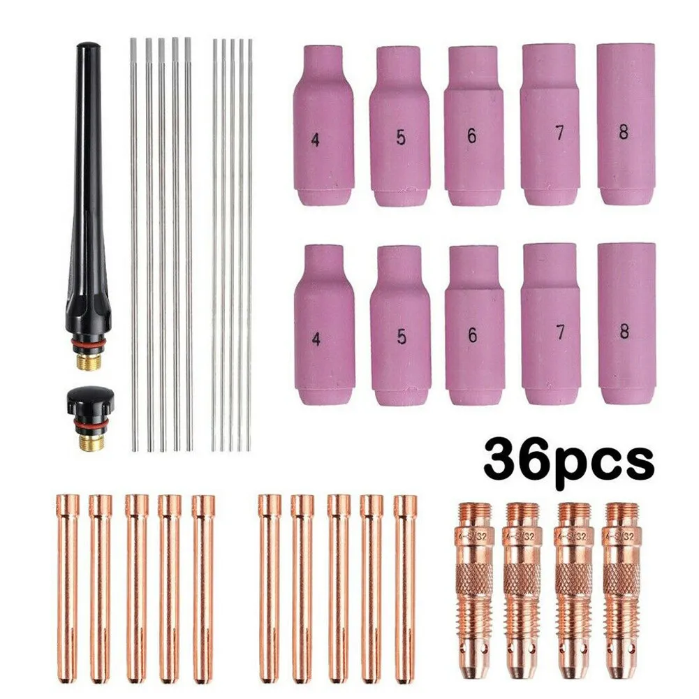 36 Pcs TIG Welding Gun Wear Parts Set For Welding WP-Torch Spares Consumables Soldering Tools Accessories