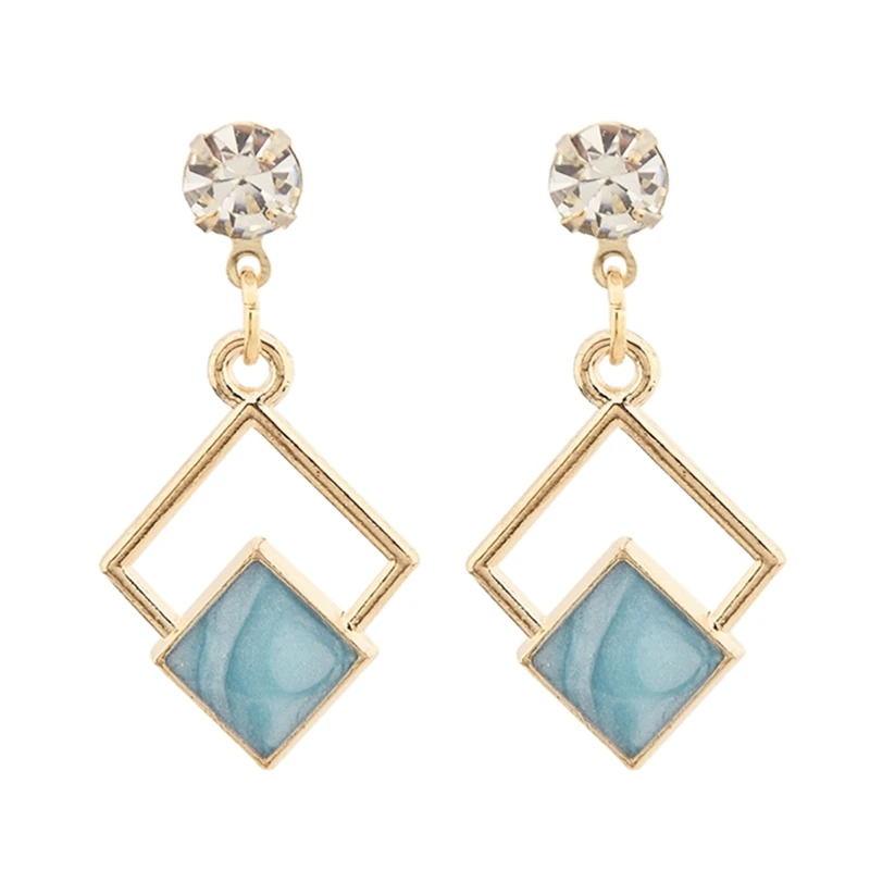 Женские серьги подвески с квадратным геометрическим рисунком корейские