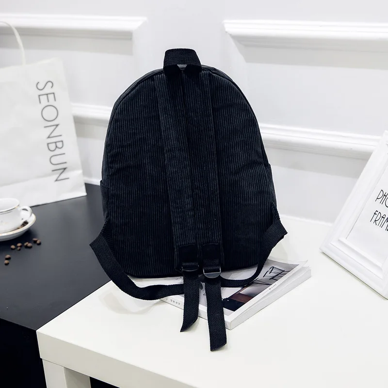 Вельветовый рюкзак школьный Женский однотонный школьные сумки для